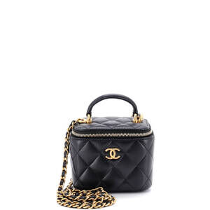 Chanel Mini Classic Top Handle Vanity Case with Chain Quilted Lambskin